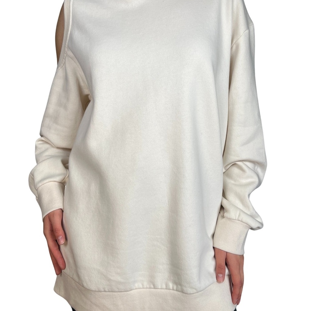 Future Collective One Cold‎ Shoulder Pullover Hoodie Cream Size 1X